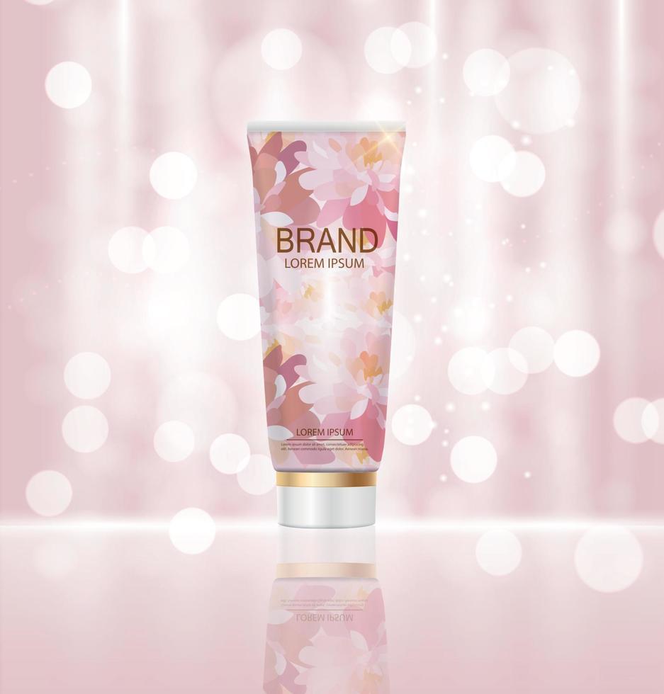 Hand Care Cream Bottle, Tube Template for Ads or Magazine Background. 3D Realistic Vector Iillustration