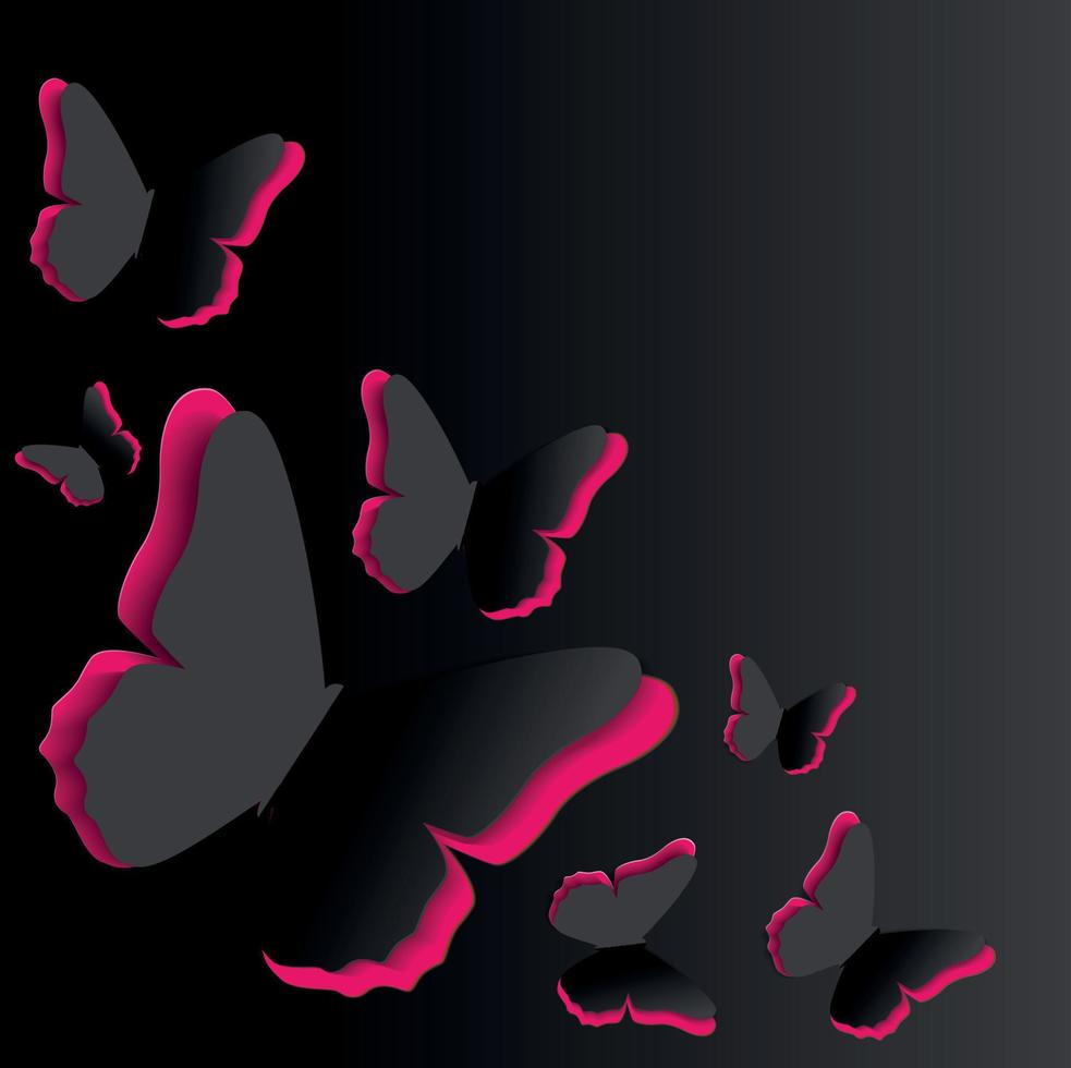 Abstract Paper Cut Out Butterfly Background. Vector Illustration