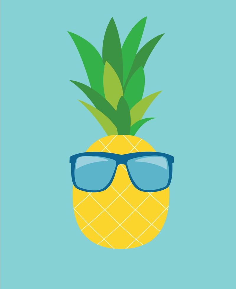 Pineapple in Glasses. Summer Concept Background vector