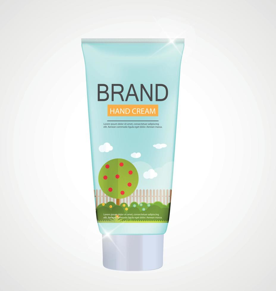 Hand Care Cream Bottle, Tube Template for Ads or Magazine Background. 3D Realistic Vector Iillustration