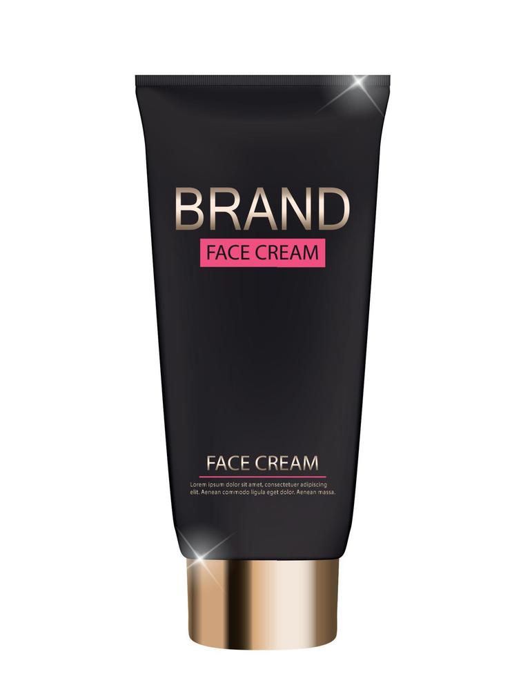 Face Cream Bottle Tube Template for Ads or Magazine Background. 3D Realistic Vector Iillustration