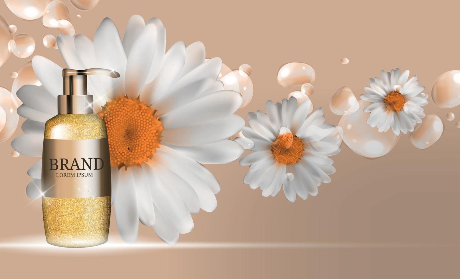 Shower Gel Bottle Template for Ads or Magazine Background. 3D Realistic Vector Iillustration