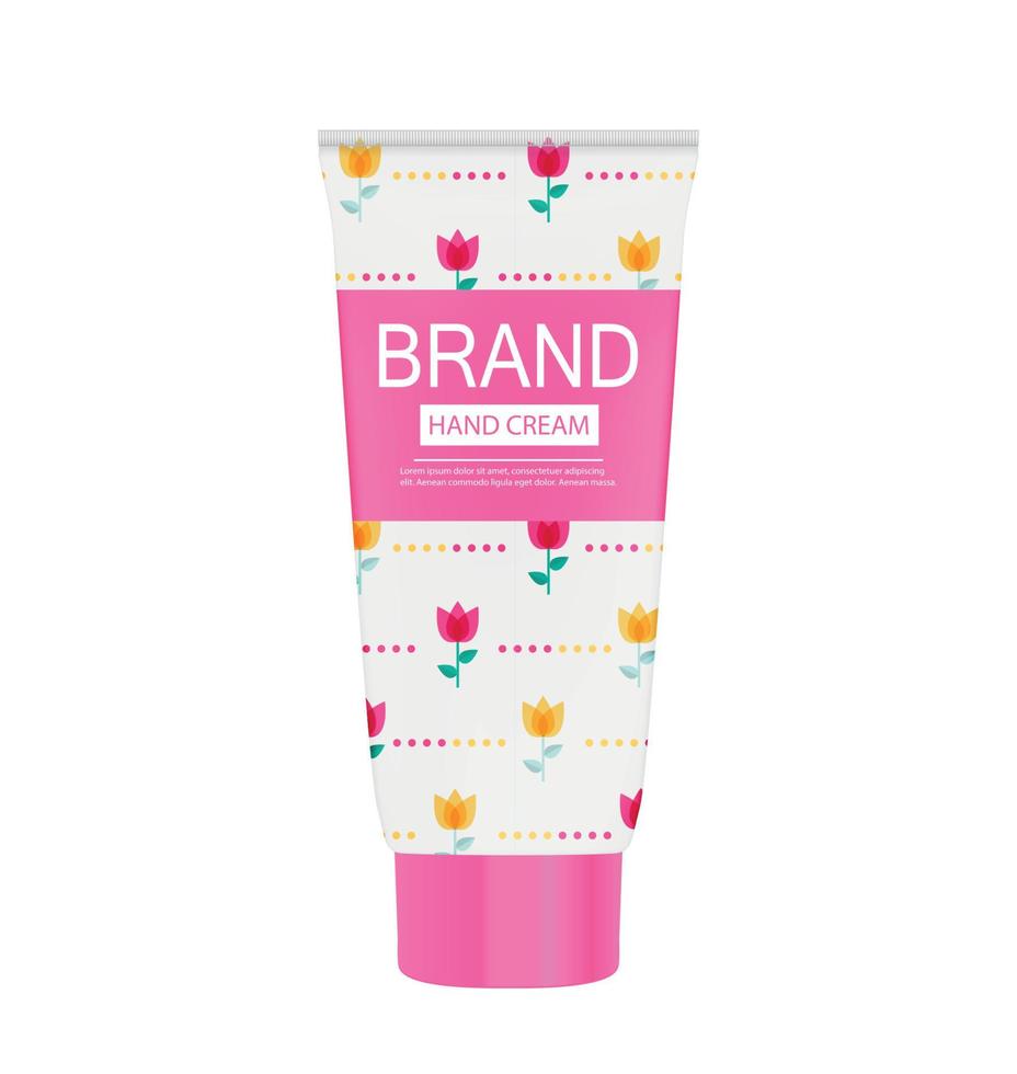Hand Care Cream Bottle, Tube Template for Ads or Magazine Background. 3D Realistic Vector Iillustration