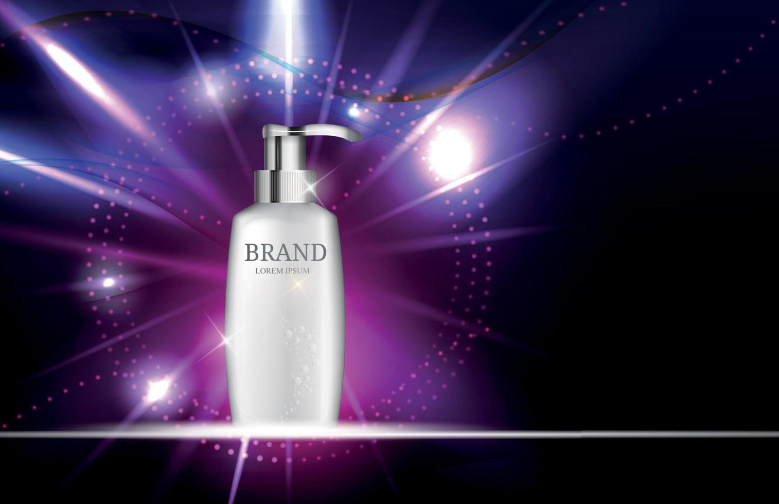 Shower Gel Bottle Template for Ads or Magazine Background. 3D Realistic Vector Iillustration