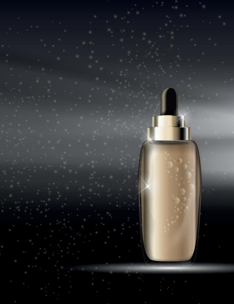 Oil Essence Hydrating Concentrate Bottle Template for Ads or Magazine Background. 3D Realistic Vector Iillustration