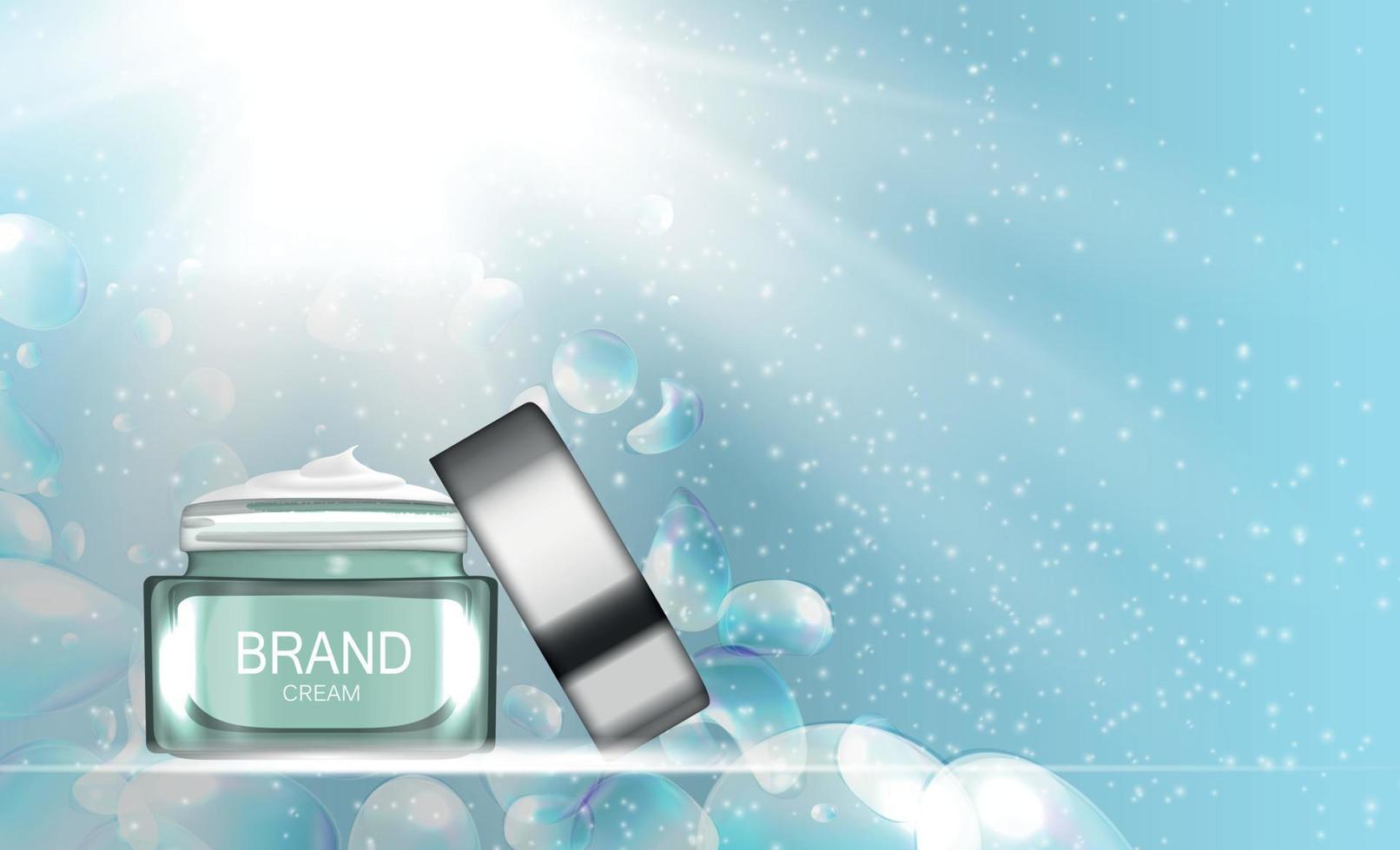 Face Cream Bottle Tube Template for Ads or Magazine Background. 3D Realistic Vector Iillustration