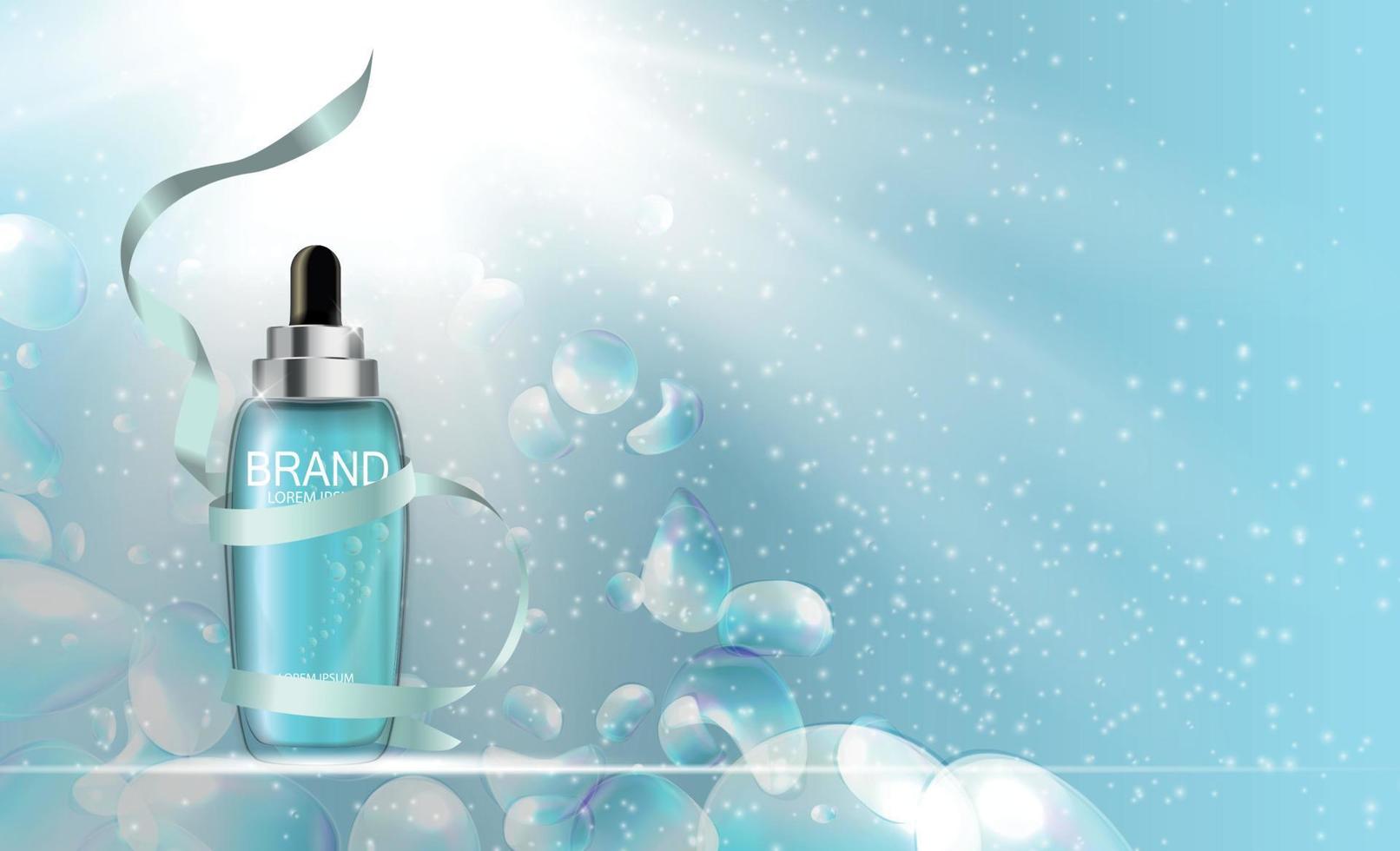 Oil Essence Hydrating Concentrate Bottle Template for Ads or Magazine Background. 3D Realistic Vector Iillustration