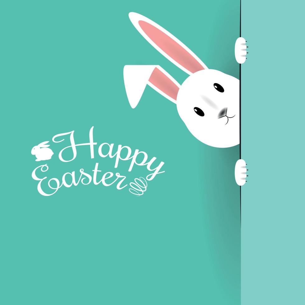 Beautiful Easter Hare on blue background. Vector Illustration