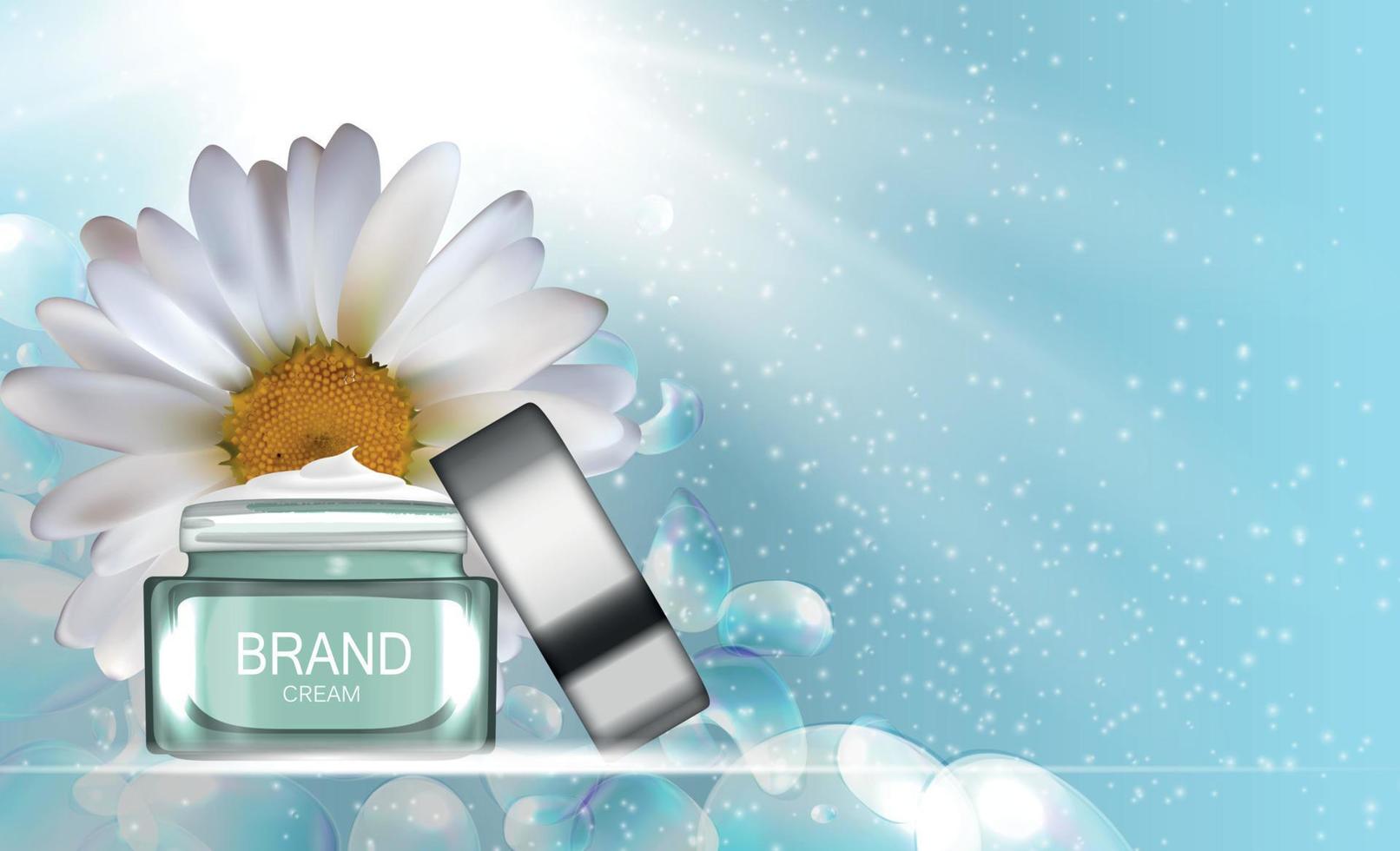 Face Cream Bottle Tube Template for Ads or Magazine Background. 3D Realistic Vector Iillustration