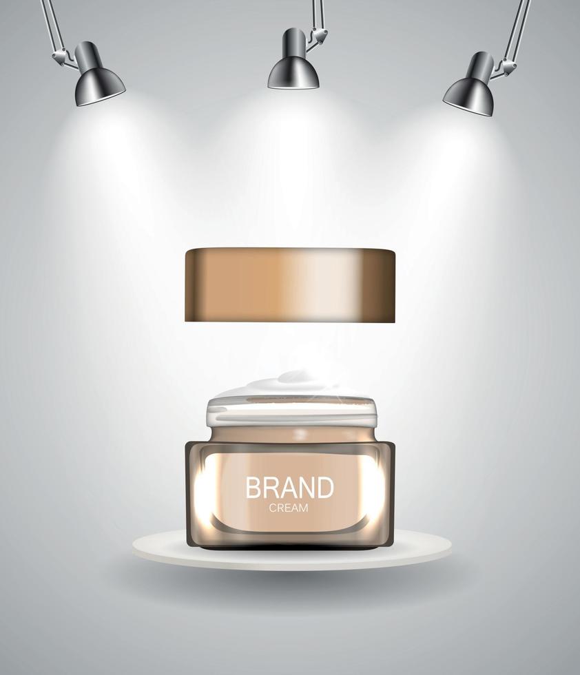 Face Cream Bottle Tube Template for Ads or Magazine Background. 3D Realistic Vector Iillustration
