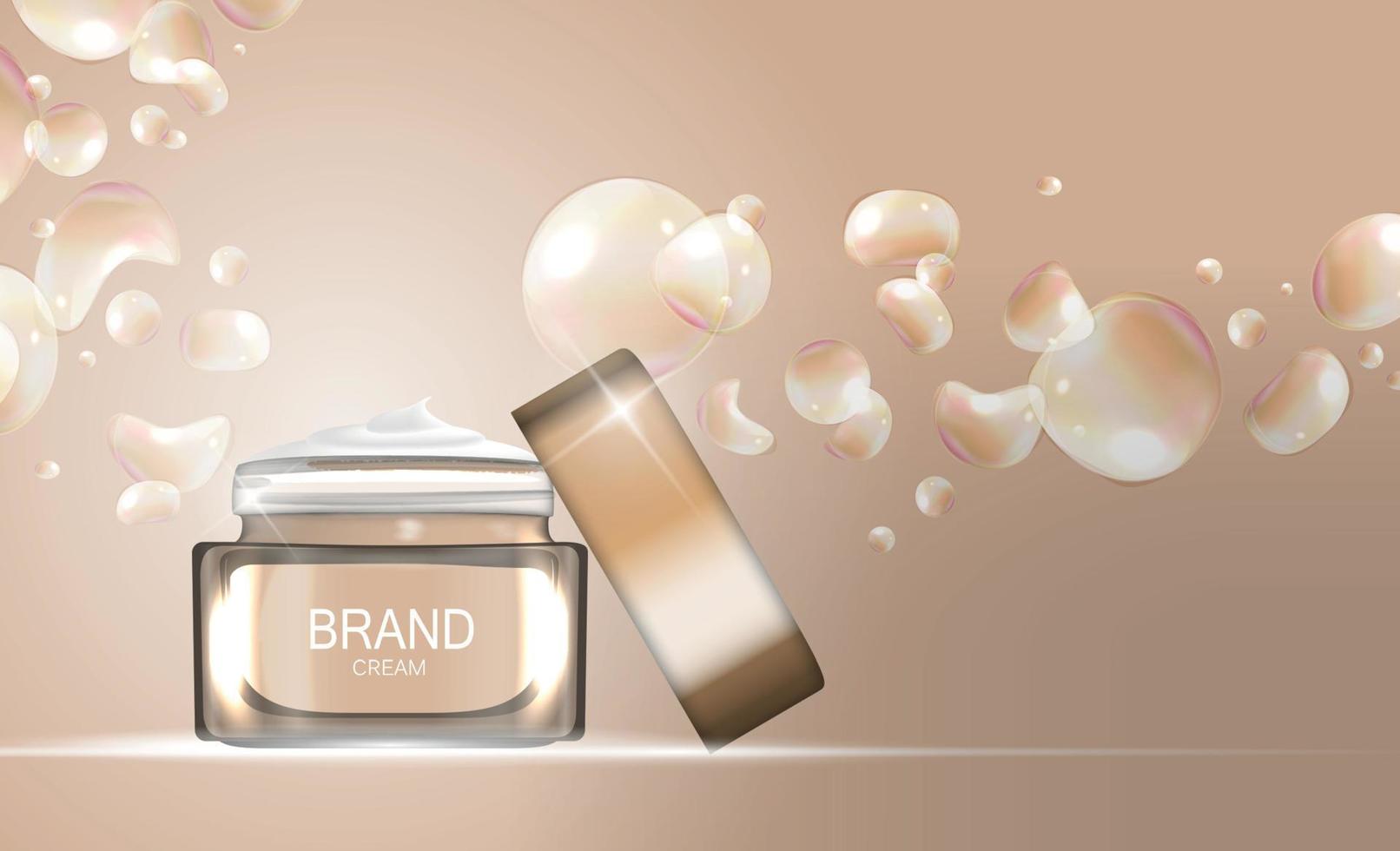Face Cream Bottle Tube Template for Ads or Magazine Background. 3D Realistic Vector Iillustration