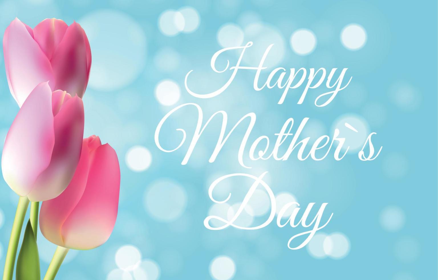 Happy Mother Day Cute Background with Flowers. Vector Illustration