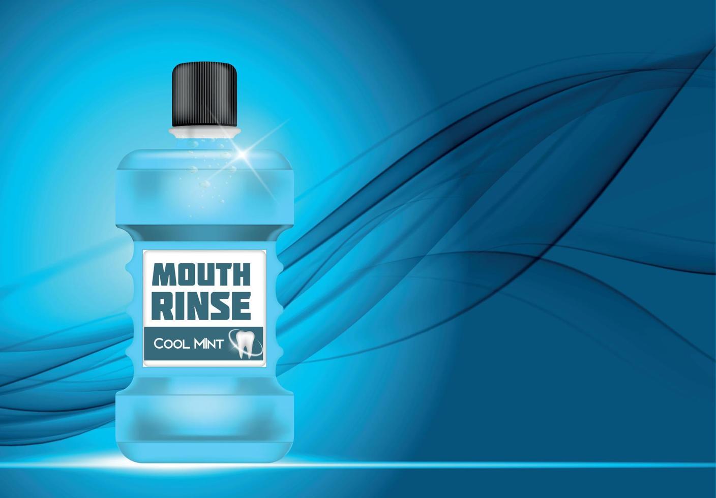 Mouth Rinse Design Cosmetics Product  Template for Ads or Magazine Background. 3D Realistic Vector Iillustration