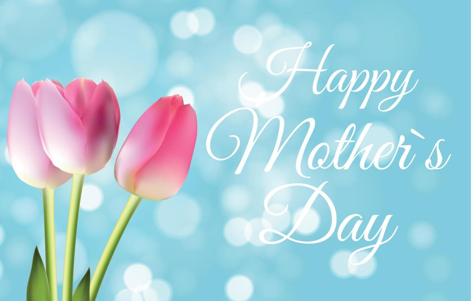 Happy Mother Day Cute Background with Flowers. Vector Illustration