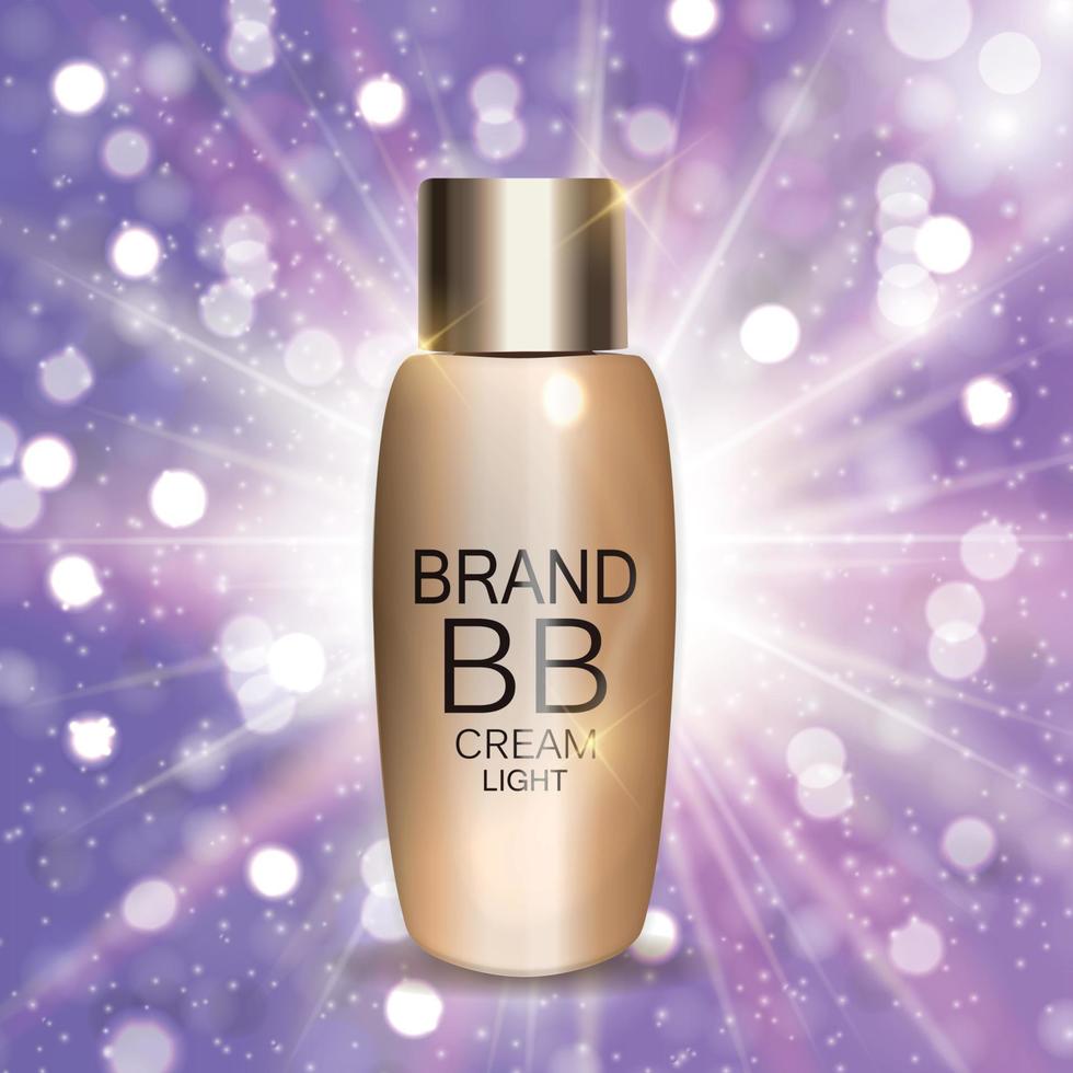 BB Cream Bottle Template for Ads or Magazine Background. 3D Realistic Vector Iillustration