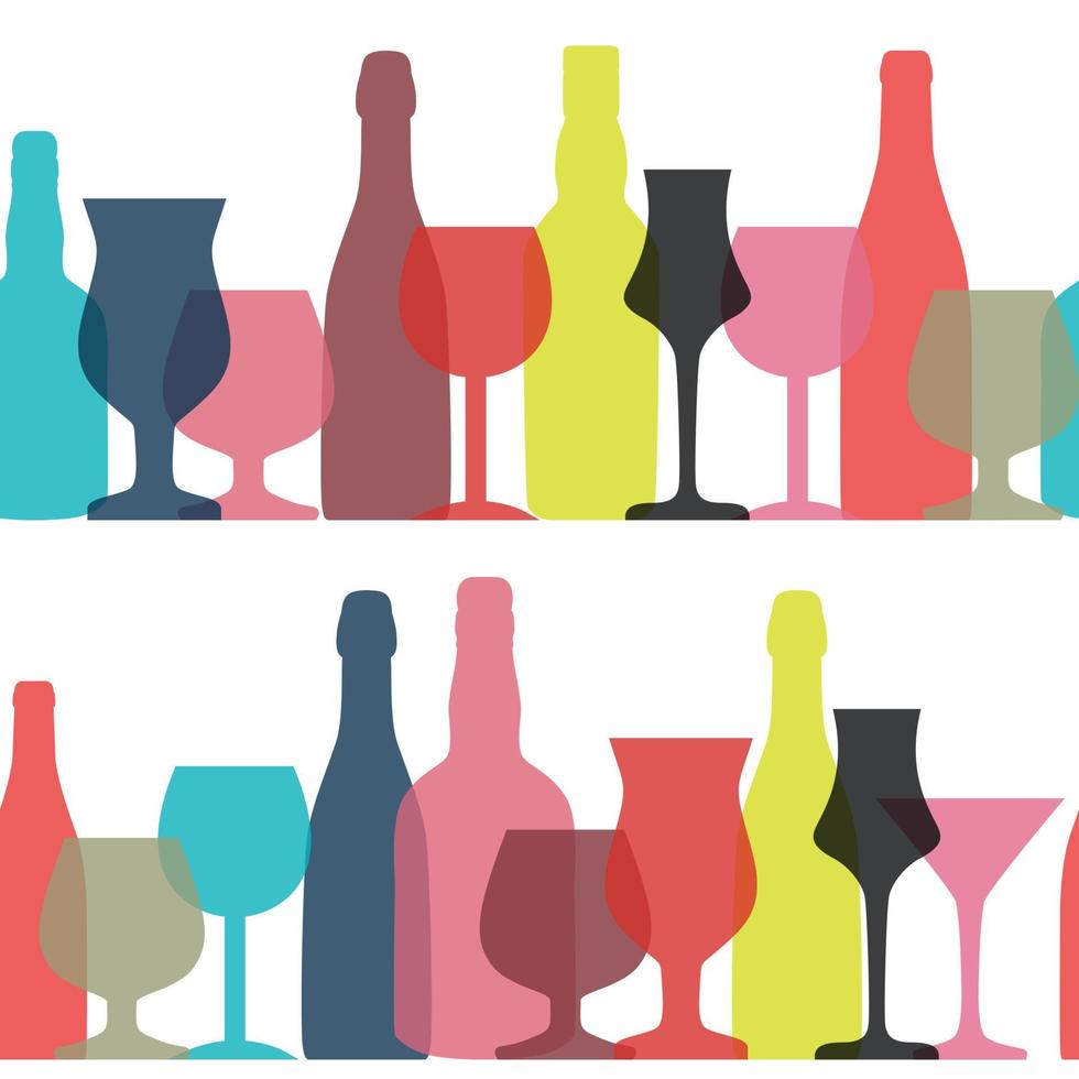 Vector Illustration of Silhouette Alcohol Bottle Seamless Pattern Background