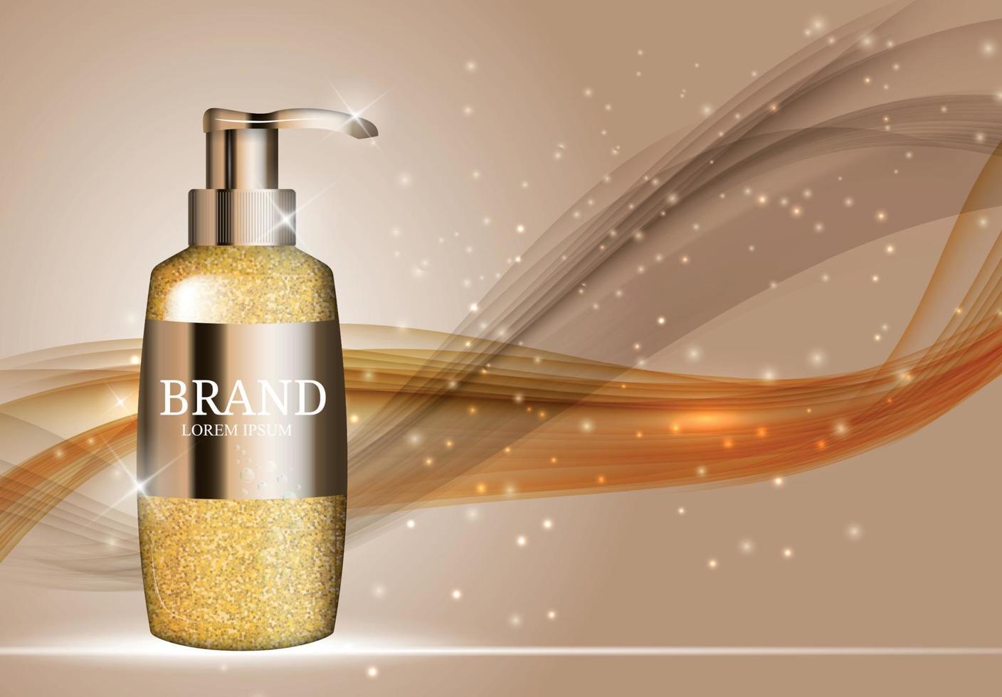 Shower Gel Bottle Template for Ads or Magazine Background. 3D Realistic Vector Iillustration