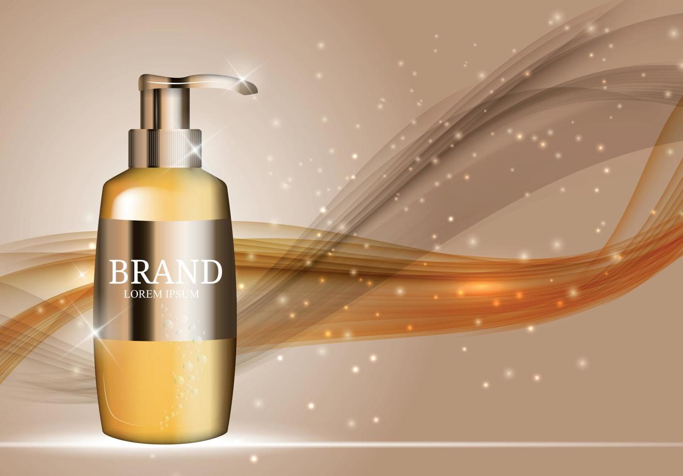 Shower Gel Bottle Template for Ads or Magazine Background. 3D Realistic Vector Iillustration