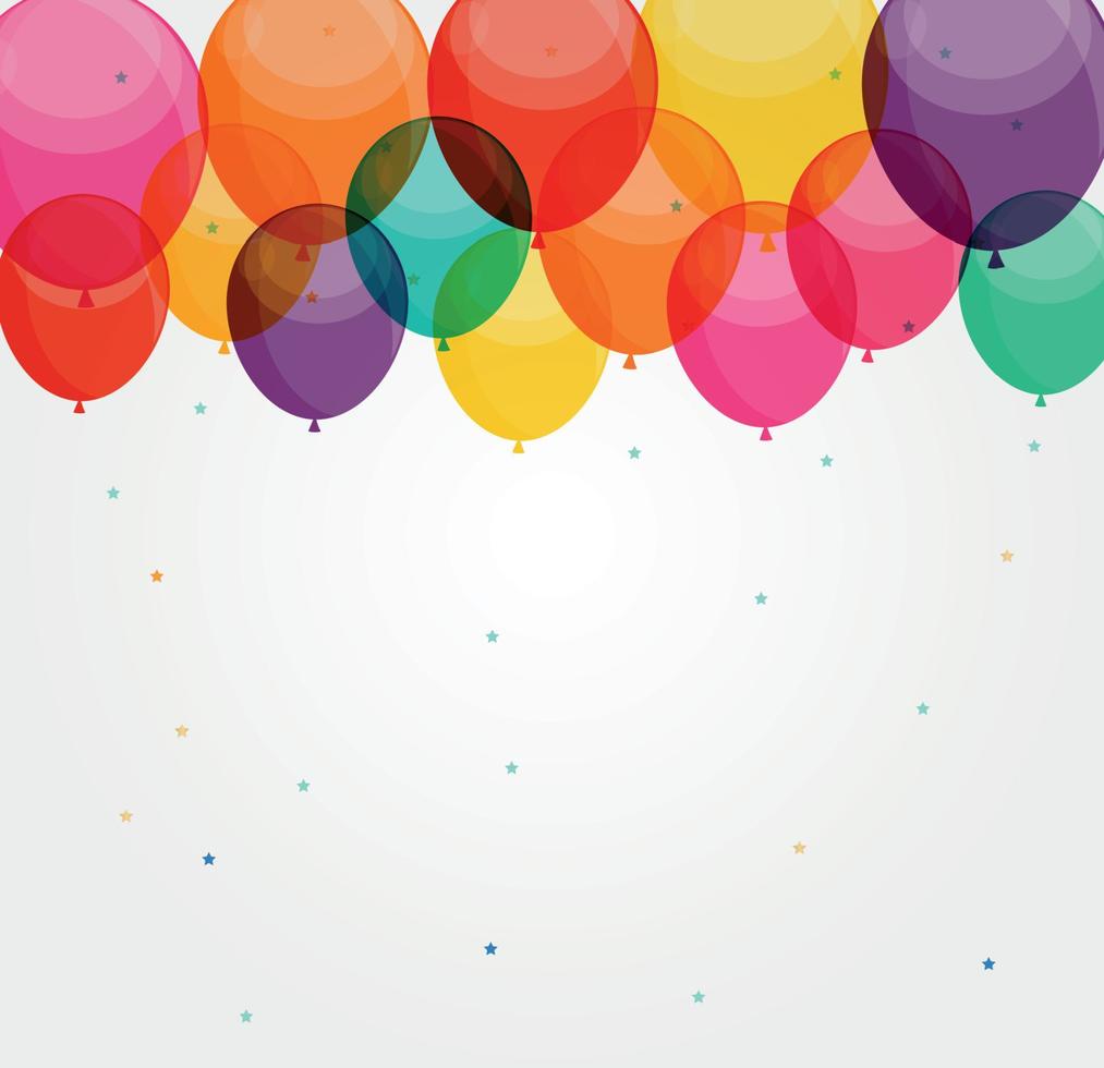 Glossy Happy Birthday Balloons Background Vector Illustration