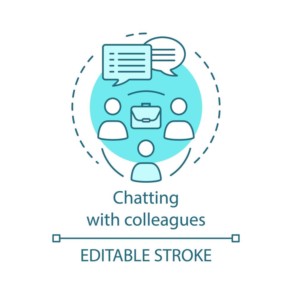 Chatting with colleagues concept icon. Professional communication. Work chat. Experience exchange. Dialogue idea thin line illustration. Vector isolated outline drawing. Editable stroke