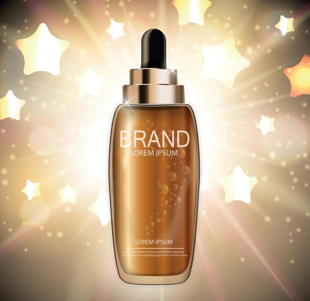 Oil Essence Hydrating Concentrate Bottle Template for Ads or Magazine Background. 3D Realistic Vector Iillustration