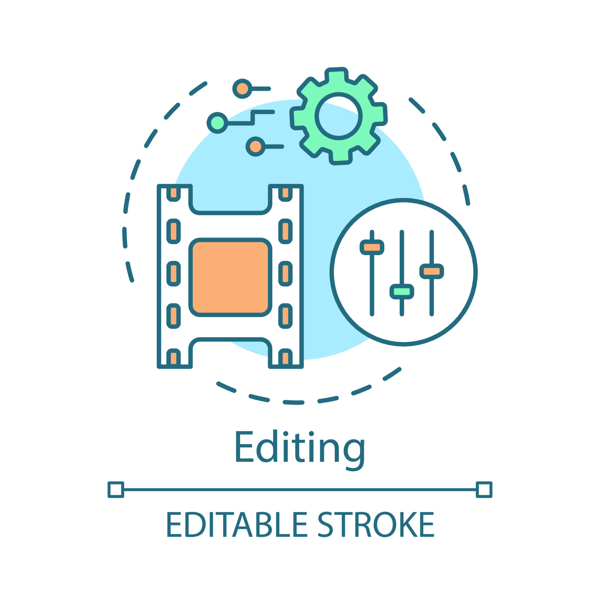 Video editing concept icon. Film post production idea thin line