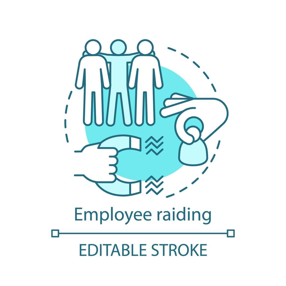Employee raiding concept icon. Talent poaching idea thin line illustration. Competitive recruitment. Enforced hiring. Employee enticement, attraction. Vector isolated outline drawing. Editable stroke