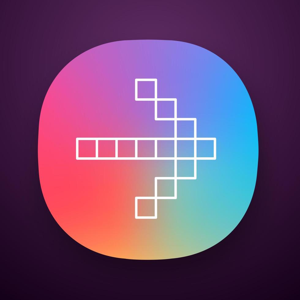 Pixel arrow app icon. Forward indicator, right marker. Indicating sign. Pixel gaming arrow. Mosaic navigation symbol. UI UX user interface. Web or mobile application. Vector isolated illustration