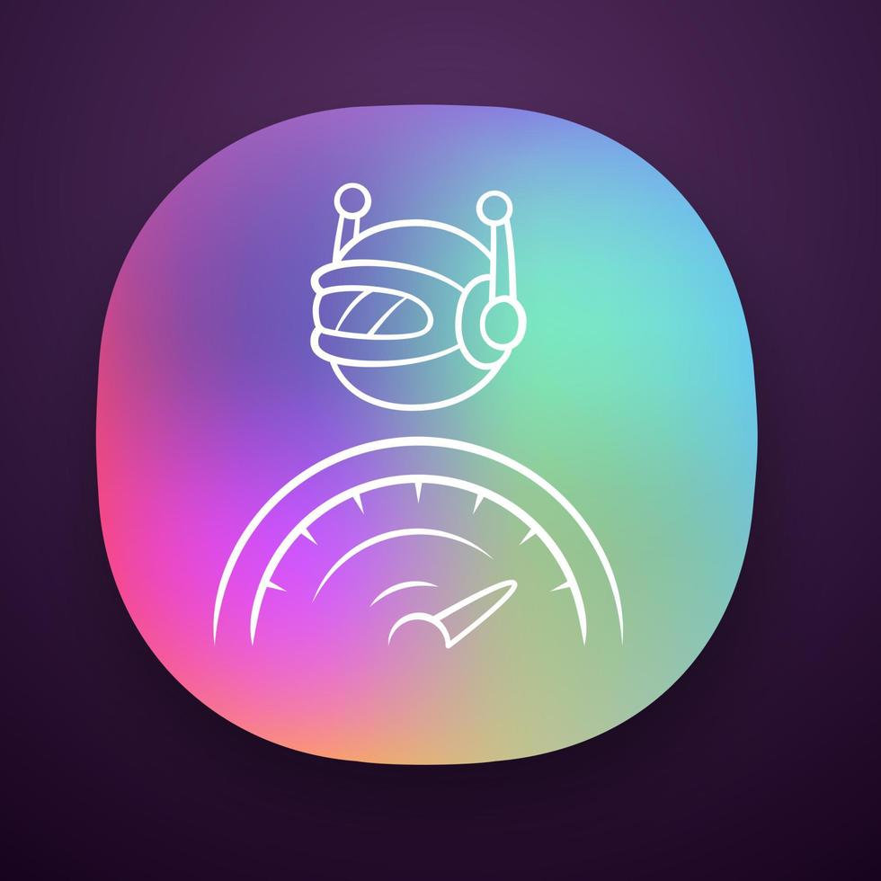 Optimizer bot app icon. Search engine optimization. Software program. Artificial intelligence. Virtual assistance. UI UX user interface. Web or mobile application. Vector isolated illustration