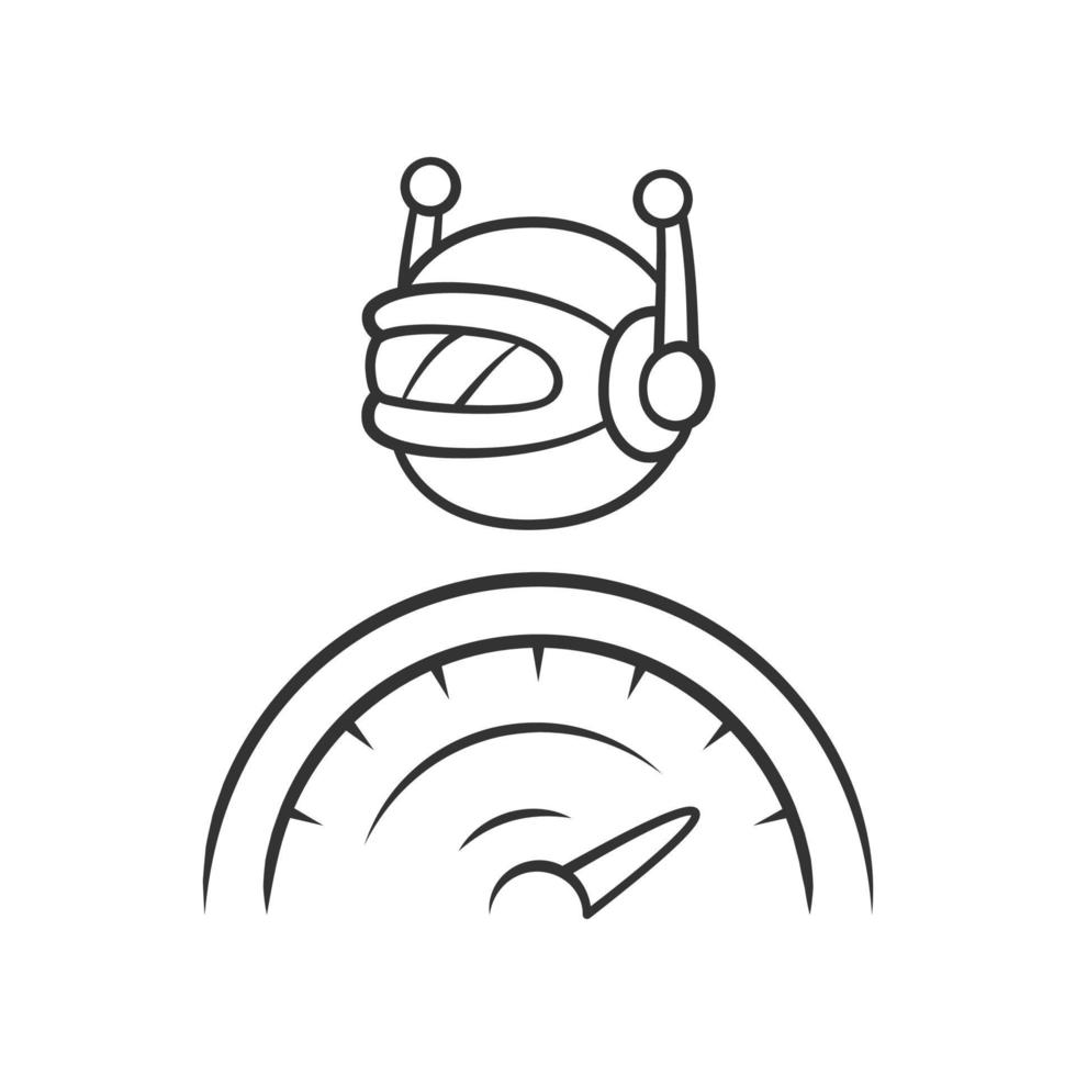 optimizador bot lineal icono. optimización de motores de búsqueda. aplicación de software. inteligencia artificial. bot funcional. Ilustración de línea fina. símbolo de contorno. dibujo de contorno aislado vectorial. trazo editable vector