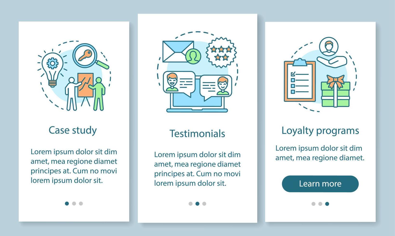 Decision making content onboarding mobile app page screen with linear concepts. Customer attraction strategy walkthrough steps graphic instructions. UX, UI, GUI vector template with illustrations