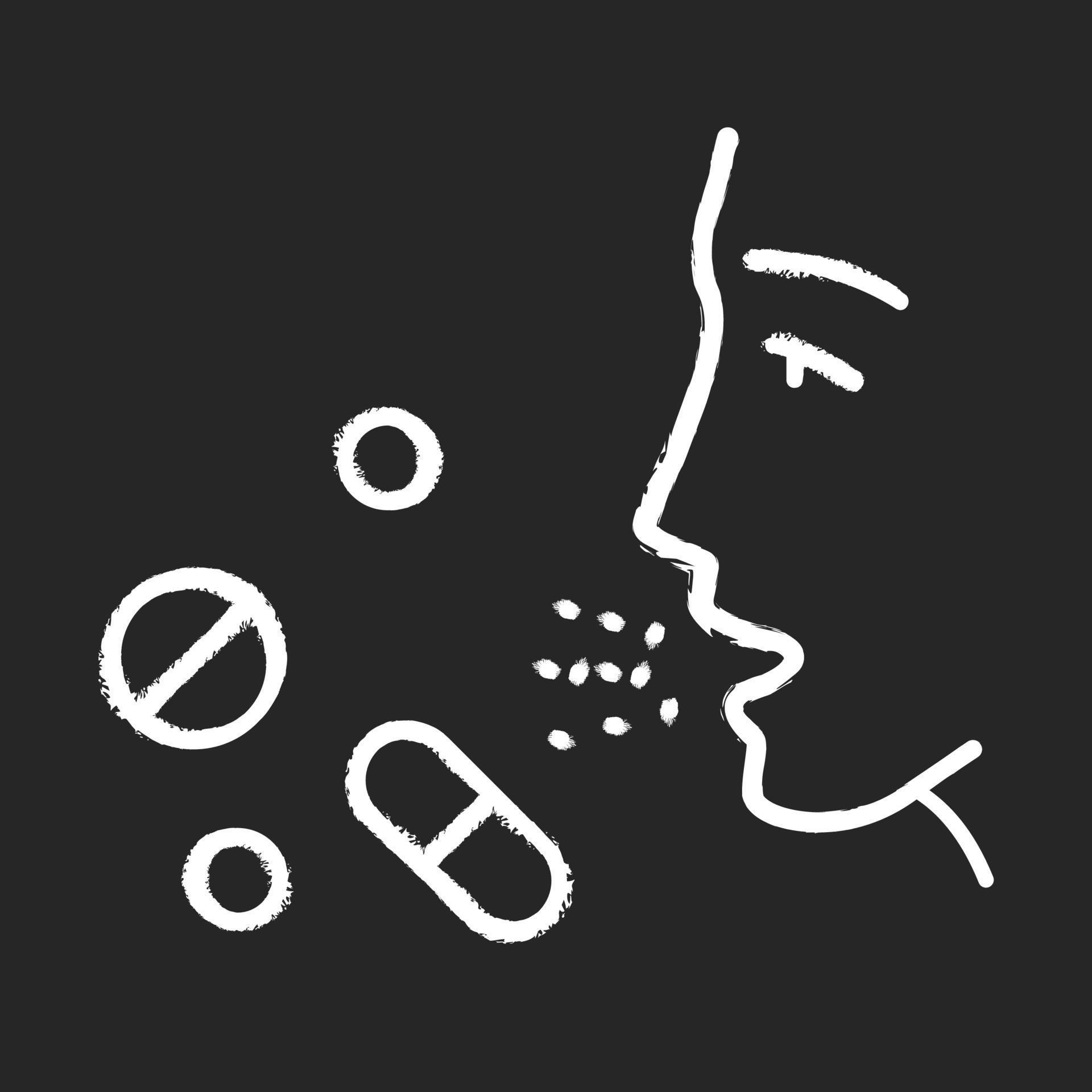 Drug allergies chalk icon. Allergic reaction to medicine