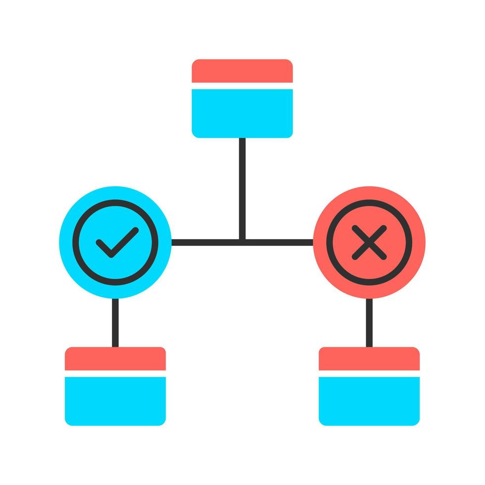Decision diagram color icon. Block chart. Problem solutions. Operations research. Decision tree. Management. Information symbolic representation. Isolated vector illustration