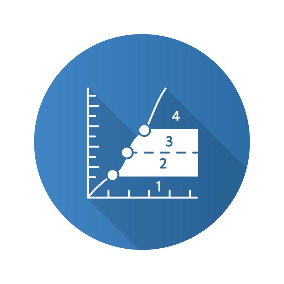 diagrama de fase diseño plano icono de glifo de sombra larga. limita la representación gráfica de la estabilidad de la sustancia. representación simbólica de la información. ciencia de los Materiales. ilustración de silueta de vector