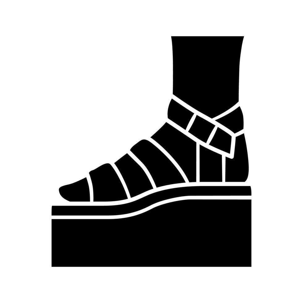 icono de glifo de sandalias de tacón alto de plataforma. calzado con estilo de mujer. zapatos casuales de verano para mujer. Accesorio de ropa para damas de moda. símbolo de silueta. espacio negativo. vector ilustración aislada