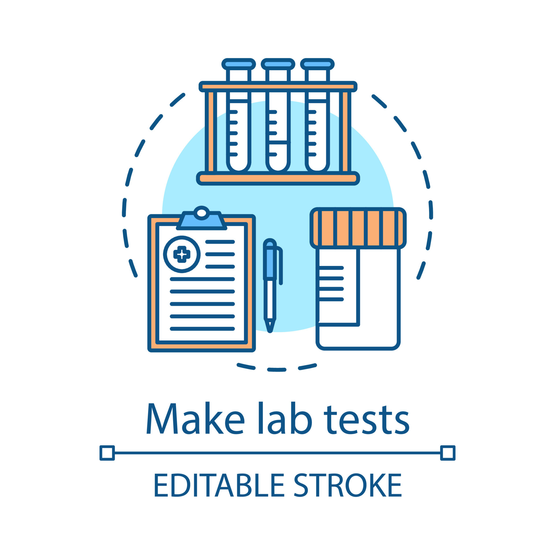 Lab tests concept icon. Laboratory analysis idea thin line illustration. Diagnostic  lab. Tubes rack, medical report, tests jar. Vector isolated outline  drawing. Editable stroke 4556310 Vector Art at Vecteezy