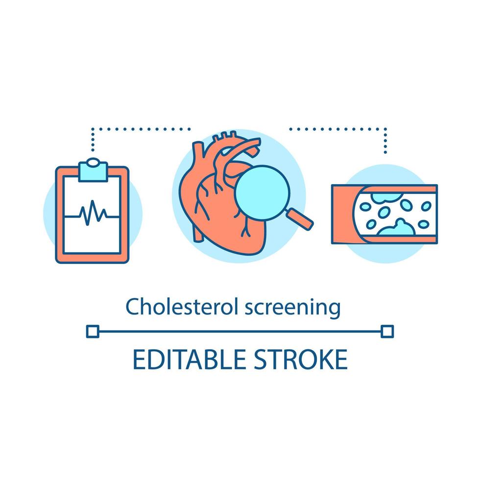 Cholesterol screening concept icon. Medical test idea thin line illustration. Cardiovascular diseases prevention. Vector isolated outline drawing. Editable stroke