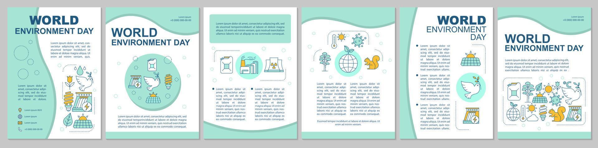 World environment day brochure template layout. Flyer, booklet, leaflet print design. Green technology and alternative energy. Environmental issues. Vector page layouts for magazines, reports, posters