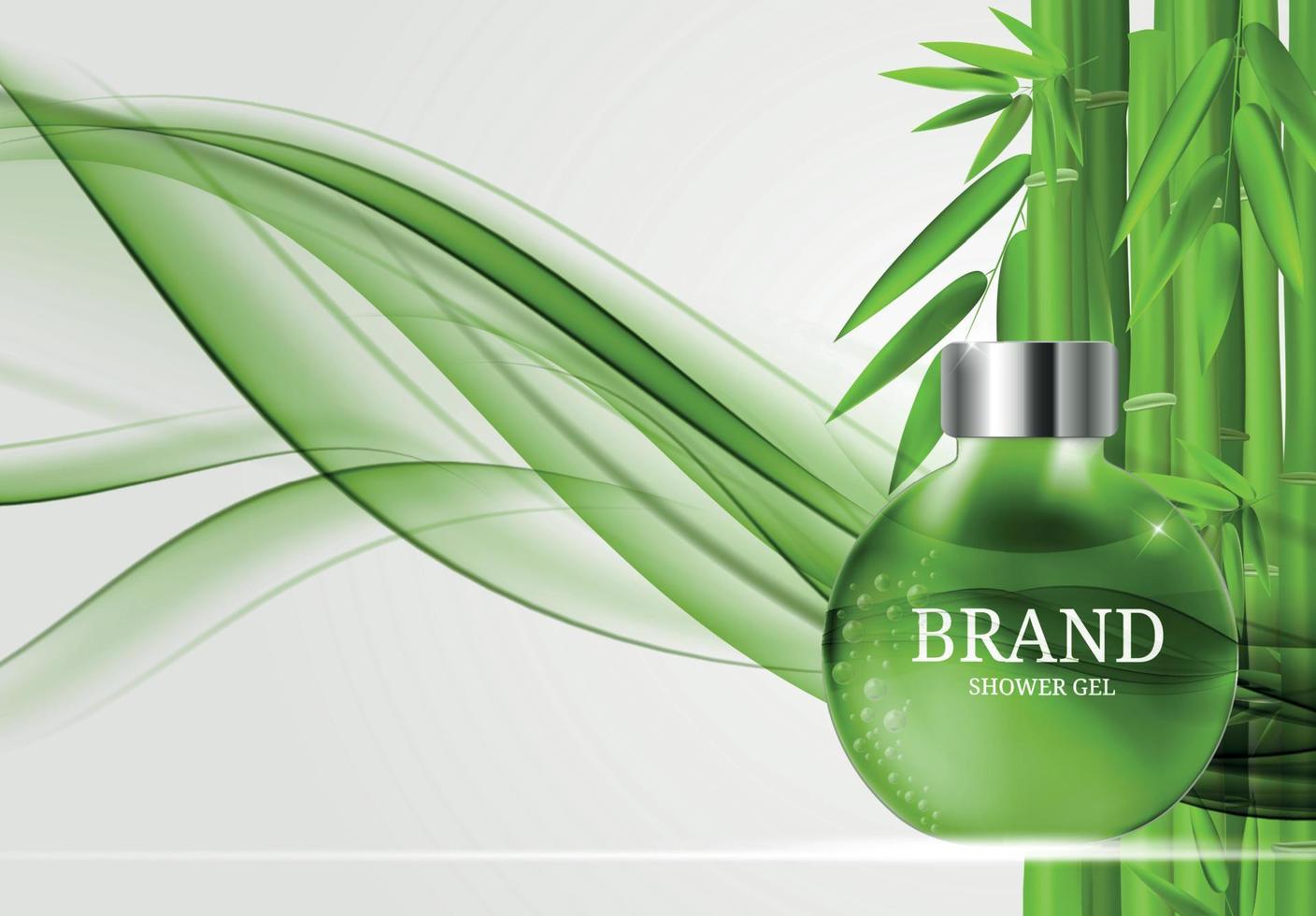 Shower Gel Bottle Template for Ads or Magazine Background. 3D Realistic Vector Iillustration