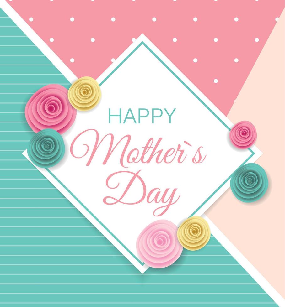 Happy Mother Day Cute Background with Flowers. Vector Illustration