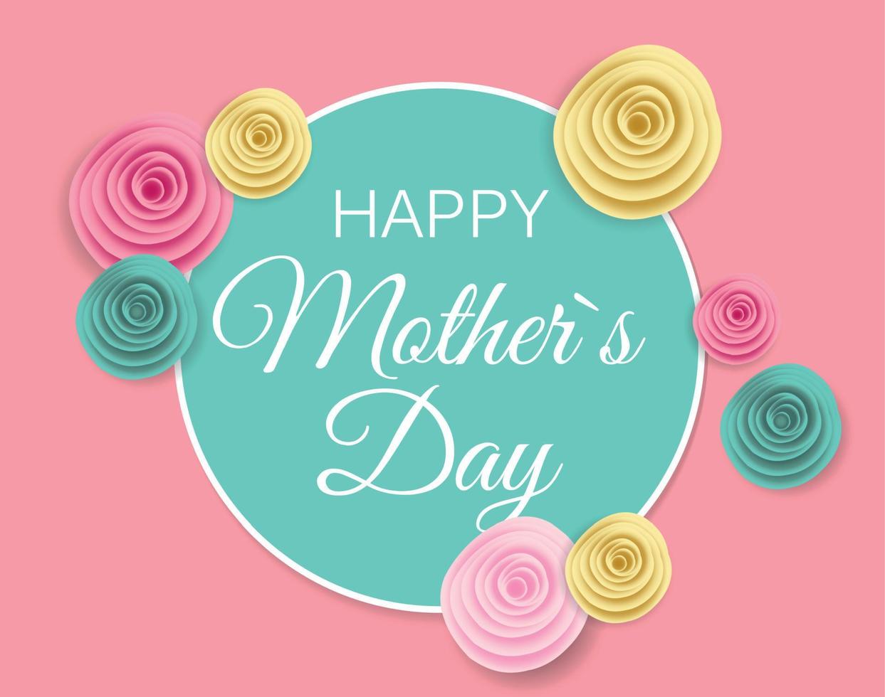 Happy Mother Day Cute Background with Flowers. Vector Illustration