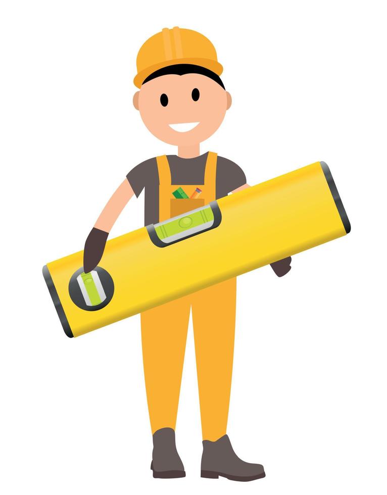 Carácter plano del trabajador de la construcción, especialistas en construcción listos para el trabajo. ilustración vectorial vector