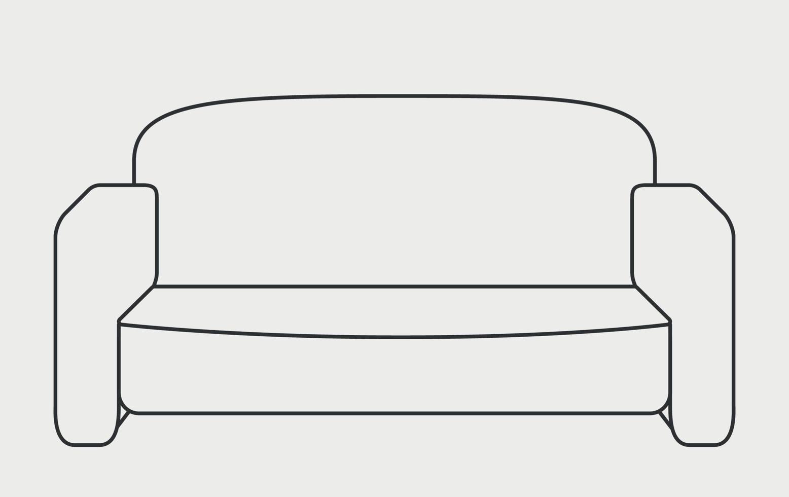 sofá esquemáticamente. Ilustración de vector de estilo plano moderno.