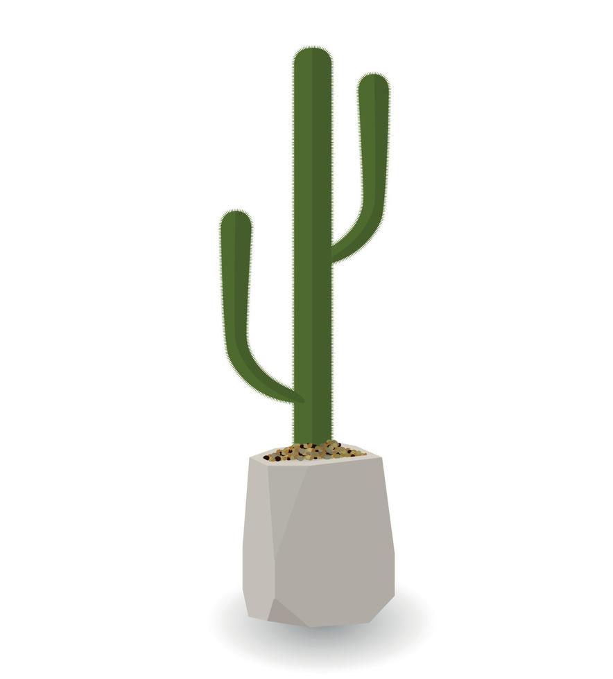 Home Green Plant in Nice Pot. Vector Illustration.