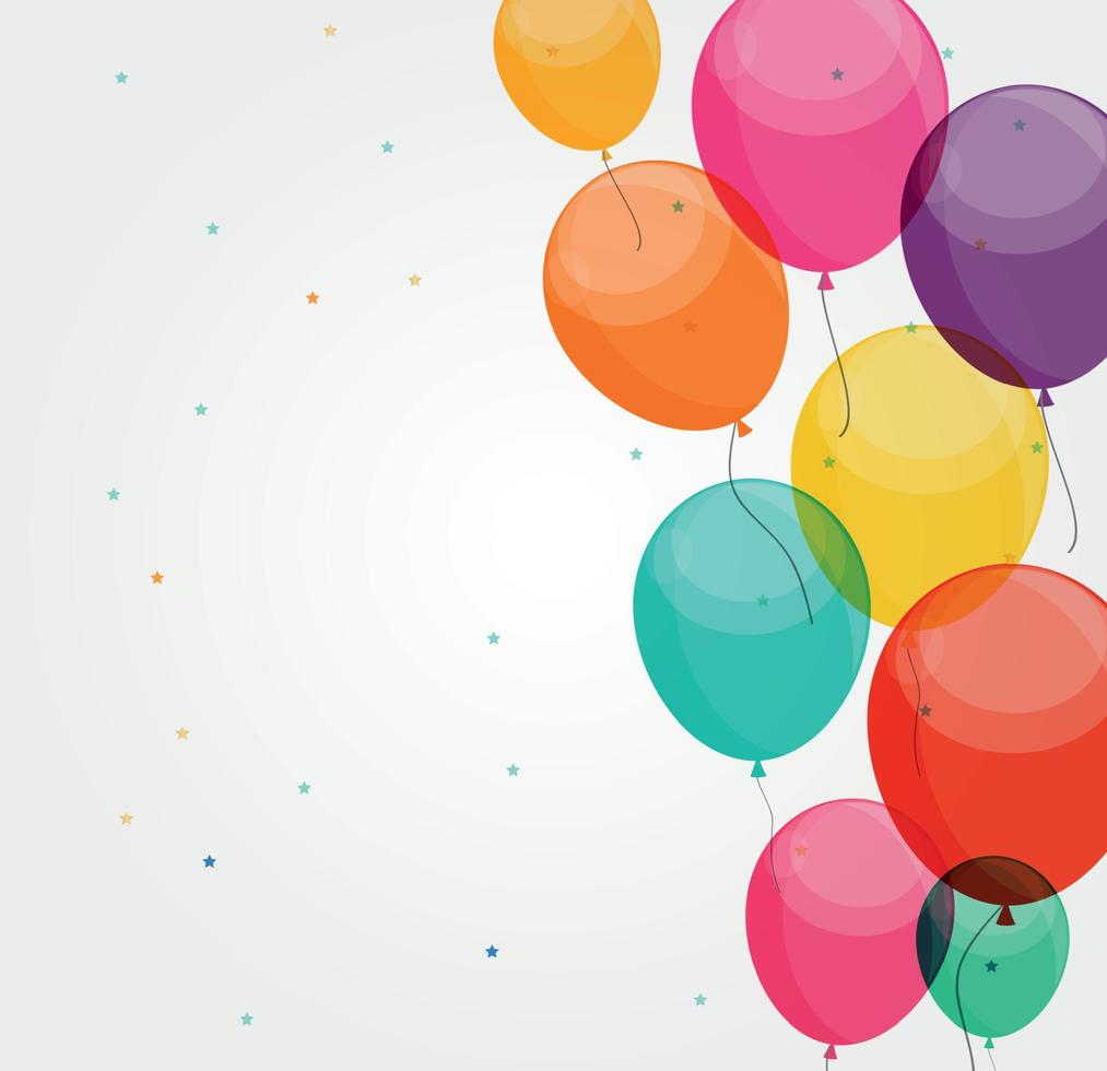 Glossy Happy Birthday Balloons Background Vector Illustration