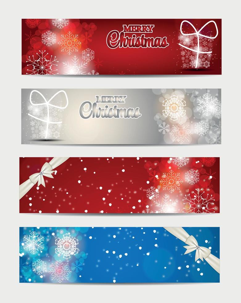 Christmas Snowflakes Website Banner and Card Background Vector Illustration