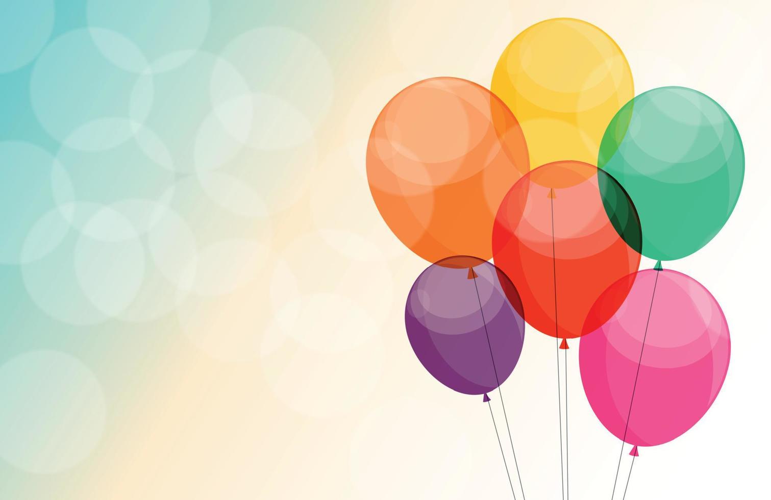 Glossy Happy Birthday Balloons Background Vector Illustration