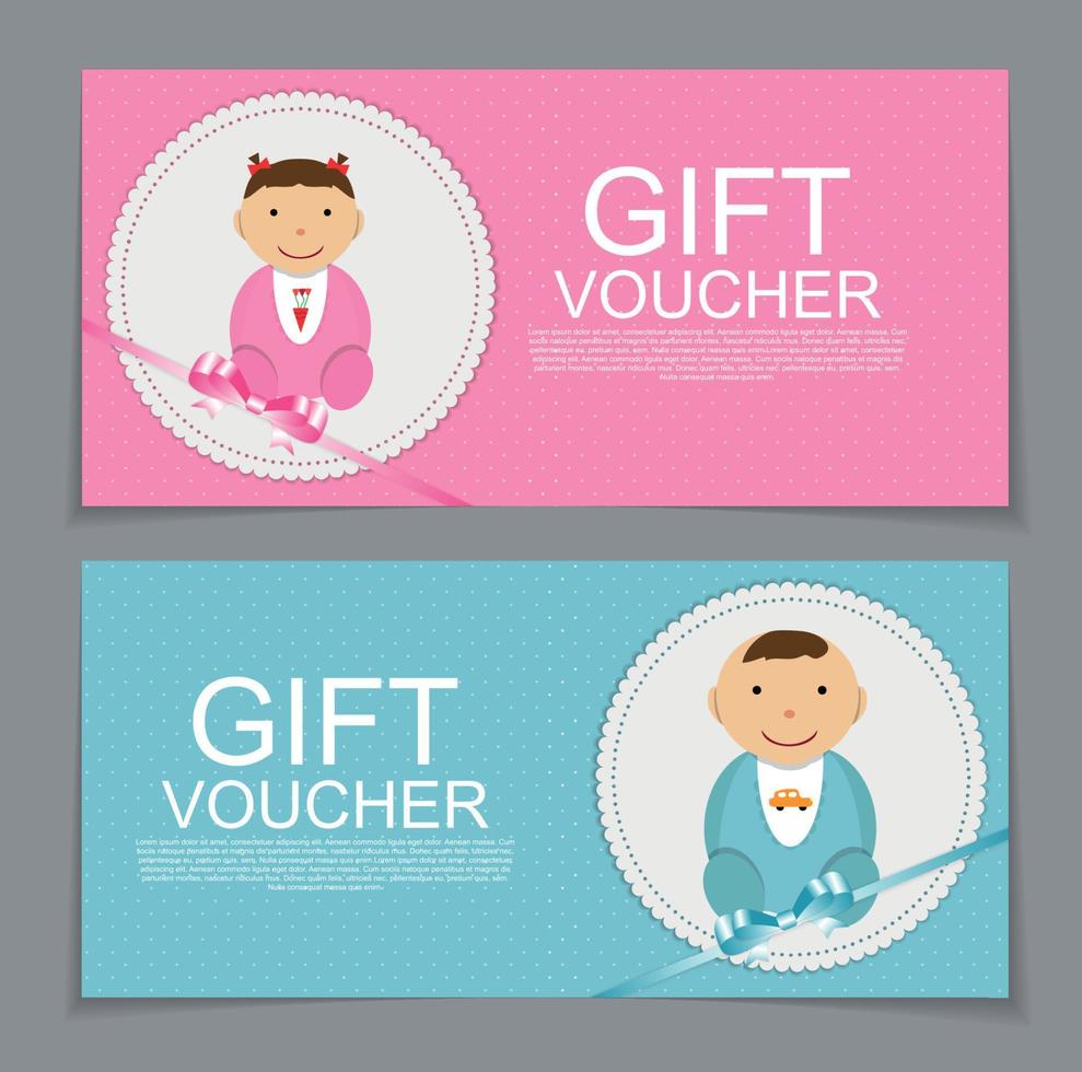 Baby Gift Voucher Template. Vector Illustration.