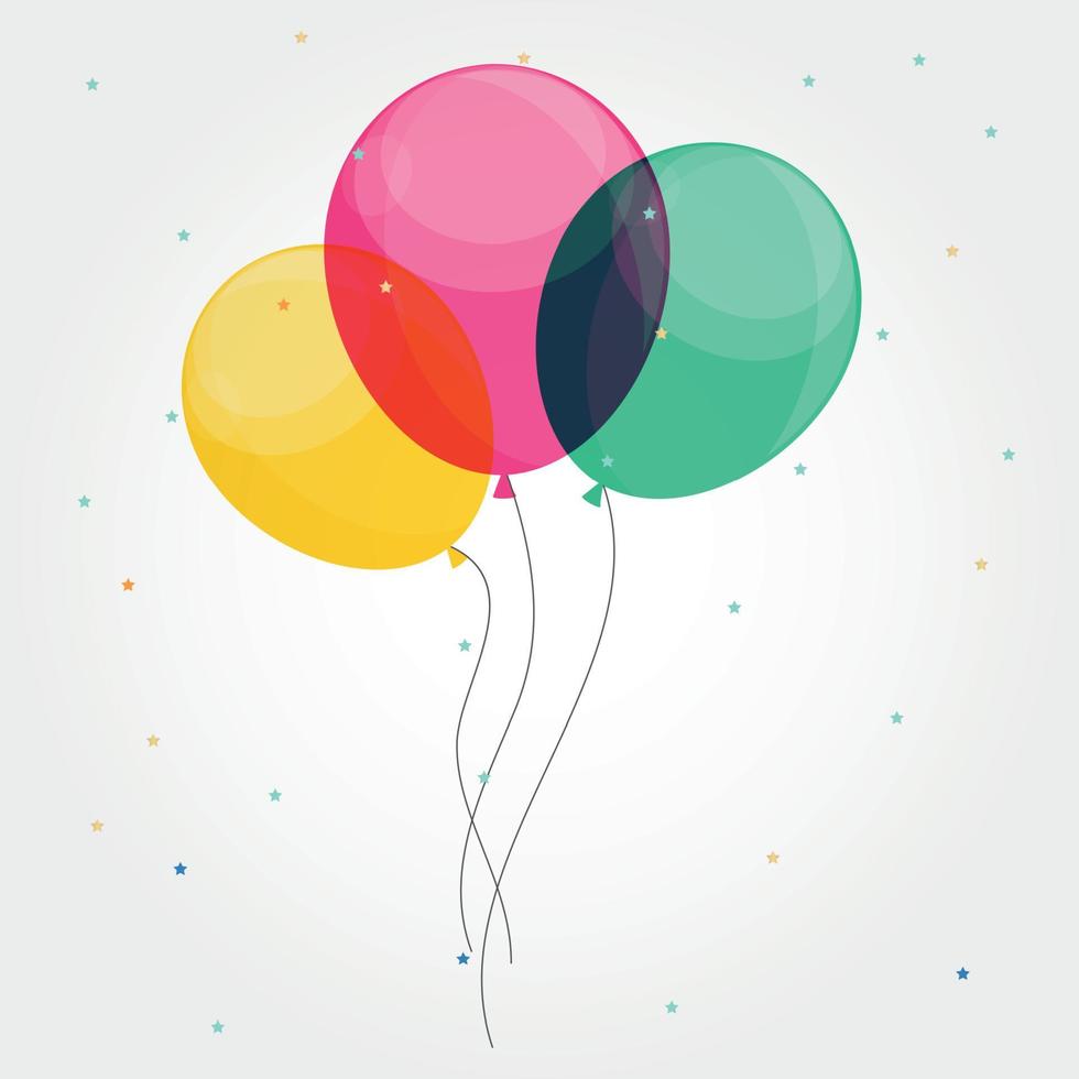 Glossy Happy Birthday Balloons Background Vector Illustration