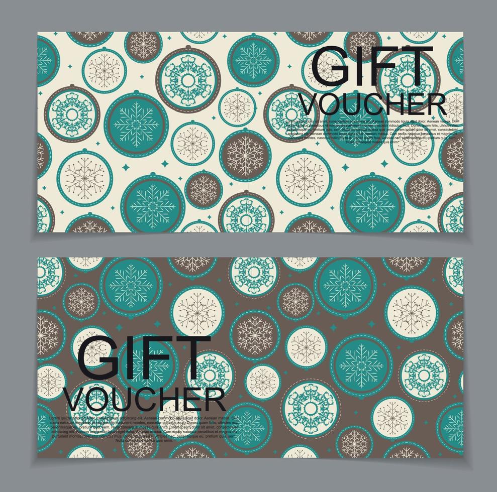 Gift Voucher Template for Christmas and New Year Discount Coupon Vector Illustration